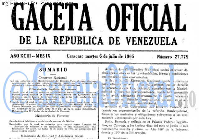 Gaceta Oficial 27779 del 6 Julio 1965