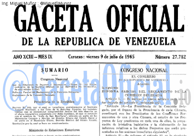 Gaceta Oficial 27782 del 9 Julio 1965