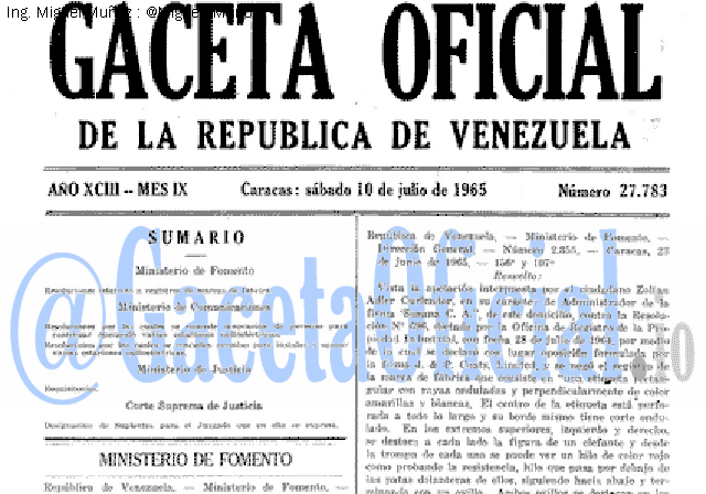 Gaceta Oficial 27783 del 10 Julio 1965
