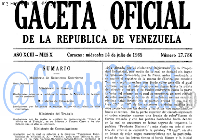 Gaceta Oficial 27786 del 14 Julio 1965