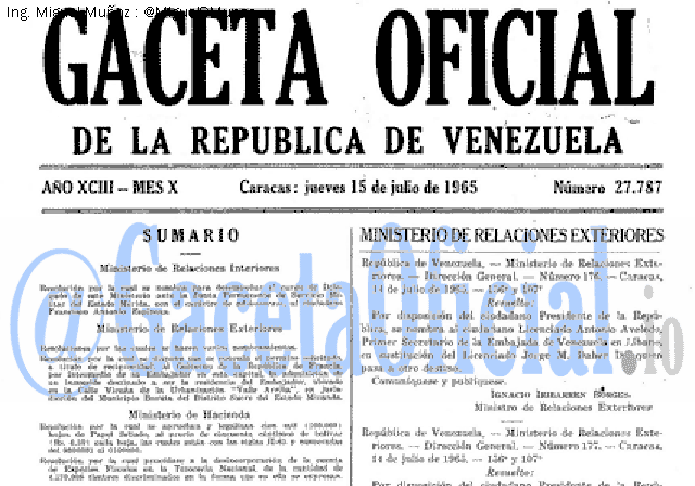 Gaceta Oficial 27787 del 15 Julio 1965