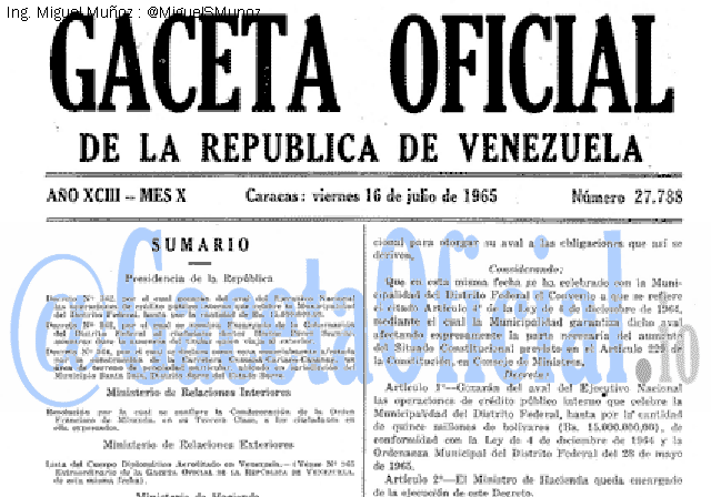Gaceta Oficial 27788 del 16 Julio 1965