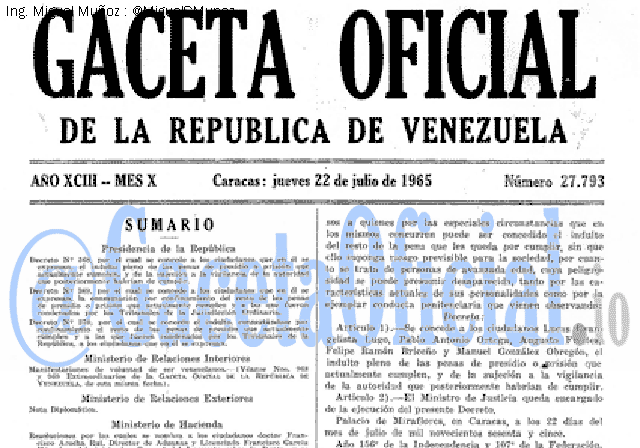 Gaceta Oficial 27793 del 22 Julio 1965