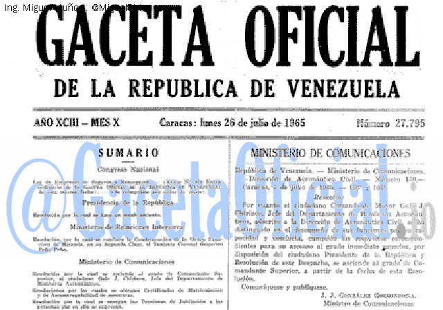 Gaceta Oficial 27795 del 26 Julio 1965