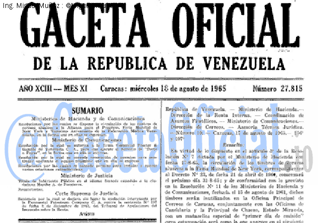 Gaceta Oficial 27815 del 18 Agosto 1965