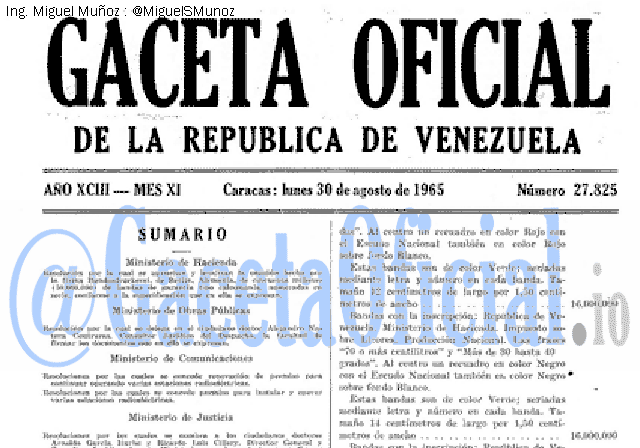 Gaceta Oficial 27825 del 30 Agosto 1965