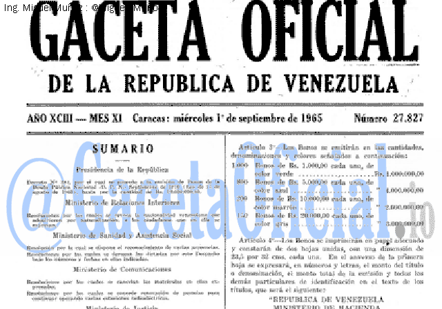Gaceta Oficial 27827 del 1 Septiembre 1965