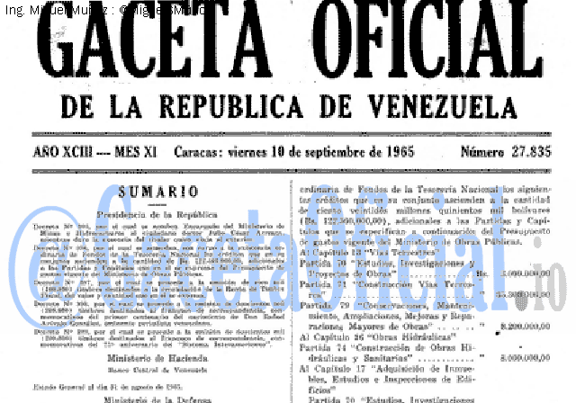 Gaceta Oficial 27835 del 10 Septiembre 1965