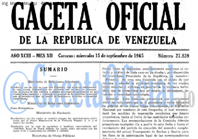 Gaceta Oficial 27839 del 15 Septiembre 1965