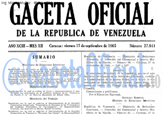 Gaceta Oficial 27841 del 17 Septiembre 1965