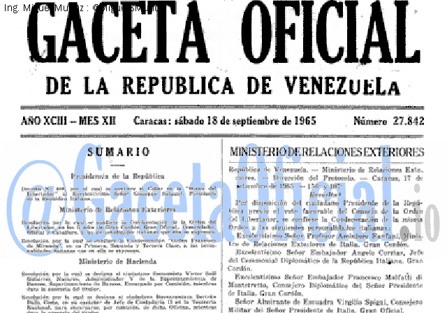 Gaceta Oficial 27842 del 18 Septiembre 1965
