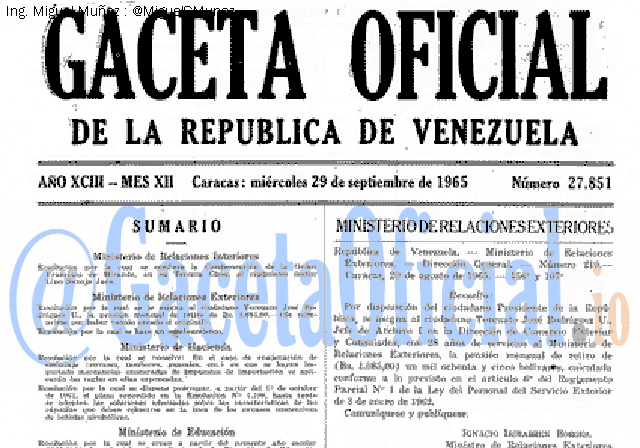 Gaceta Oficial 27851 del 29 Septiembre 1965