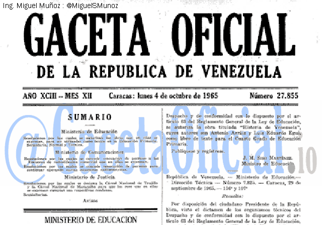 Gaceta Oficial 27855 del 4 Octubre 1965