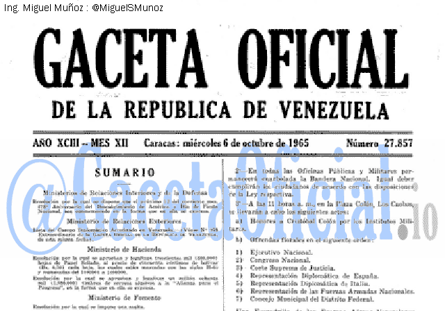Gaceta Oficial 27857 del 6 Octubre 1965