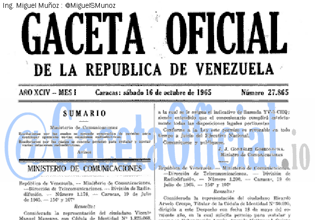 Gaceta Oficial 27865 del 16 Octubre 1965