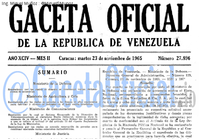 Gaceta Oficial 27896 del 23 Noviembre 1965