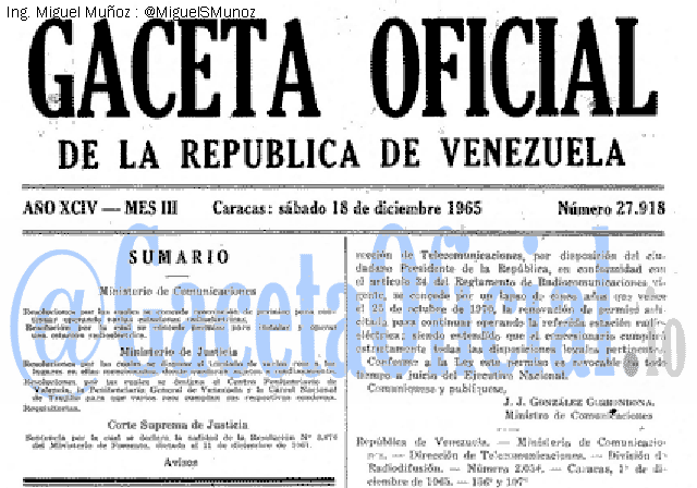 Gaceta Oficial 27918 del 18 Diciembre 1965