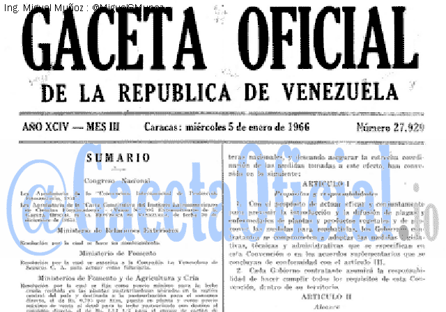 Gaceta Oficial 27929 del 5 Enero 1966