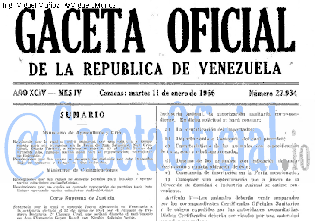 Gaceta Oficial 27934 del 11 Enero 1966