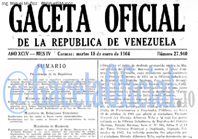 Gaceta Oficial 27940 del 18 Enero 1966