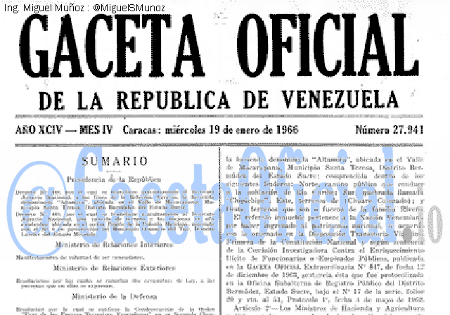 Gaceta Oficial 27941 del 19 Enero 1966