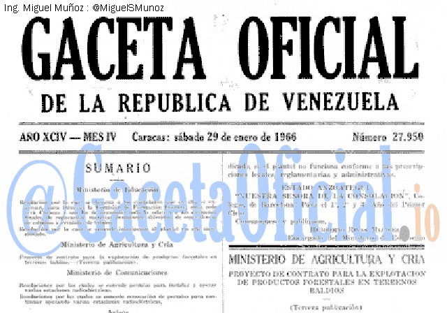 Gaceta Oficial 27950 del 29 Enero 1966