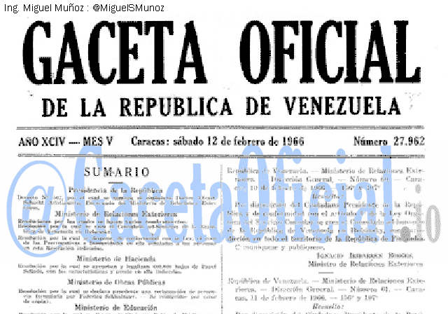 Gaceta Oficial 27962 del 12 Febrero 1966