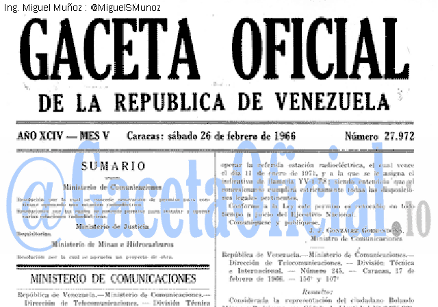 Gaceta Oficial 27972 del 26 Febrero 1966