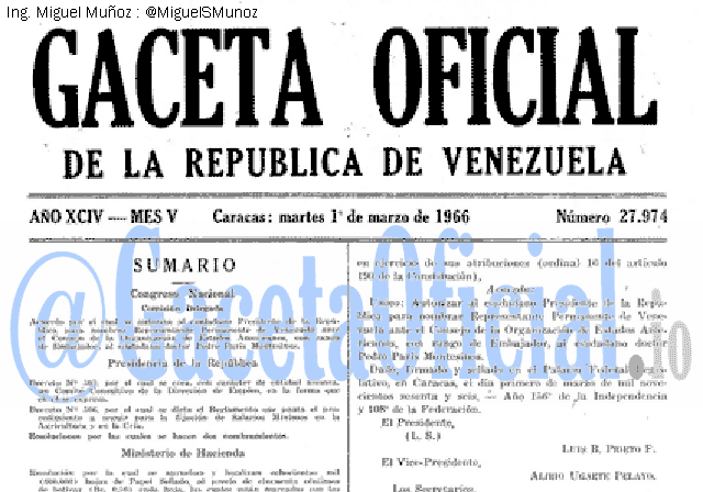 Gaceta Oficial 27974 del 1 Marzo 1966