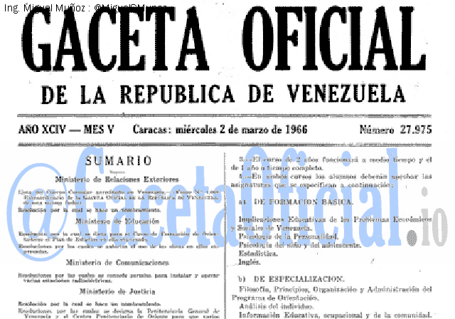 Gaceta Oficial 27975 del 2 Marzo 1966