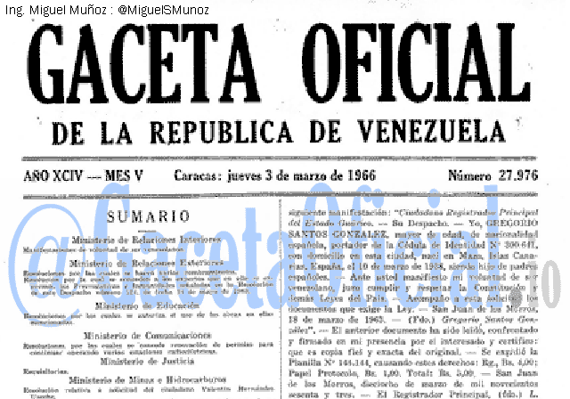 Gaceta Oficial 27976 del 3 Marzo 1966