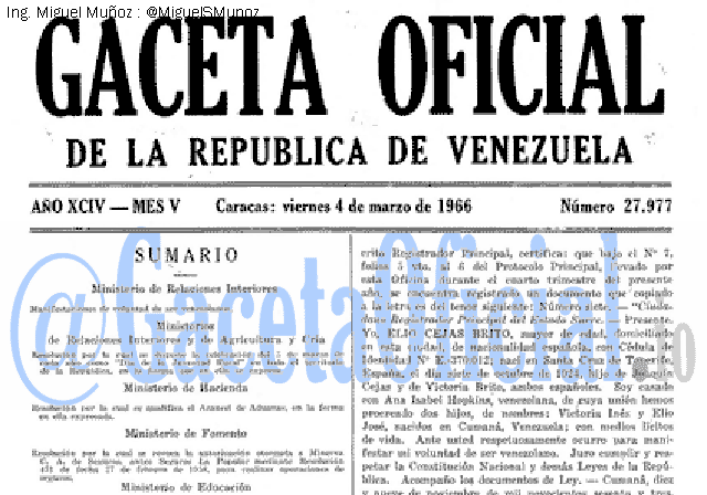 Gaceta Oficial 27977 del 4 Marzo 1966