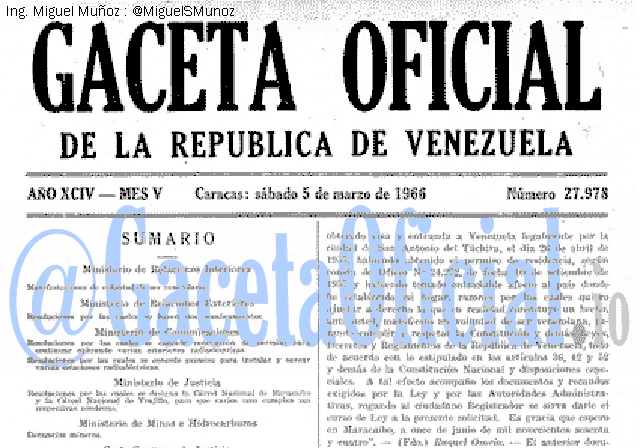 Gaceta Oficial 27978 del 5 Marzo 1966