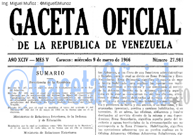 Gaceta Oficial 27981 del 9 Marzo 1966