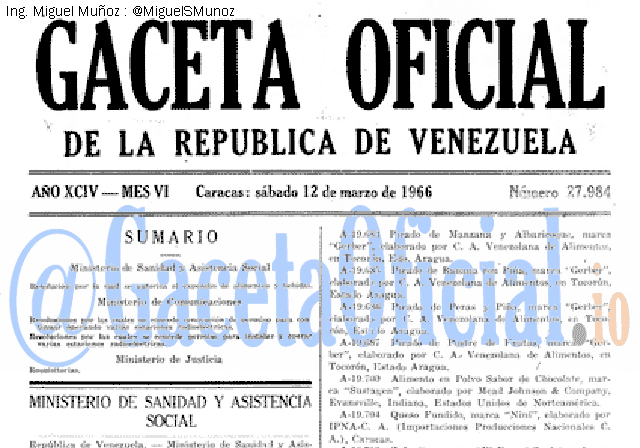 Gaceta Oficial 27984 del 12 Marzo 1966
