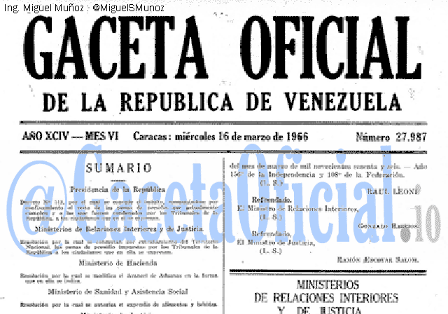 Gaceta Oficial 27987 del 16 Marzo 1966
