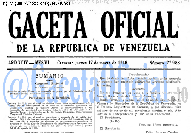Gaceta Oficial 27988 del 17 Marzo 1966