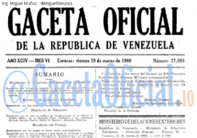 Gaceta Oficial 27989 del 18 Marzo 1966