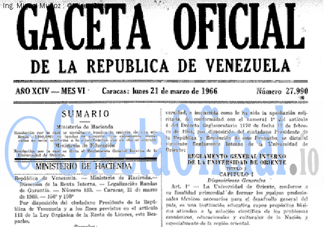Gaceta Oficial 27990 del 21 Marzo 1966