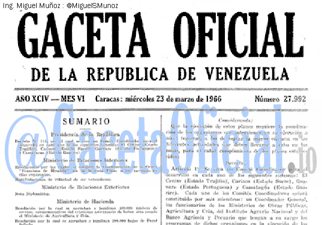 Gaceta Oficial 27992 del 23 Marzo 1966