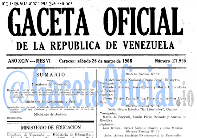 Gaceta Oficial 27995 del 26 Marzo 1966