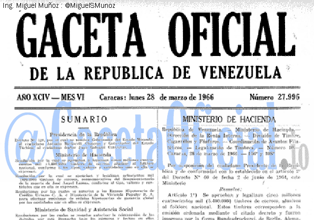 Gaceta Oficial 27996 del 28 Marzo 1966