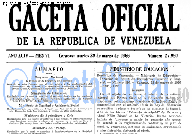 Gaceta Oficial 27997 del 29 Marzo 1966