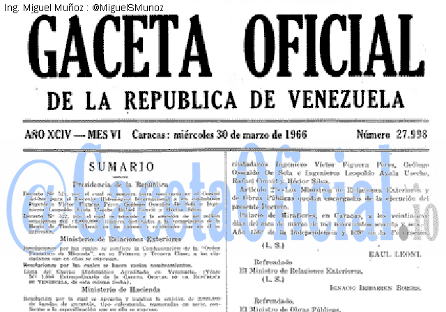 Gaceta Oficial 27998 del 30 Marzo 1966