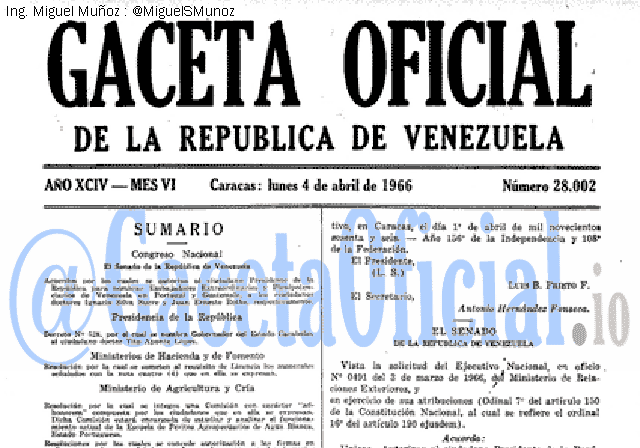 Gaceta Oficial 28002 del 4 Abril 1966