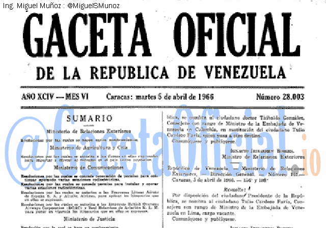 Gaceta Oficial 28003 del 5 Abril 1966