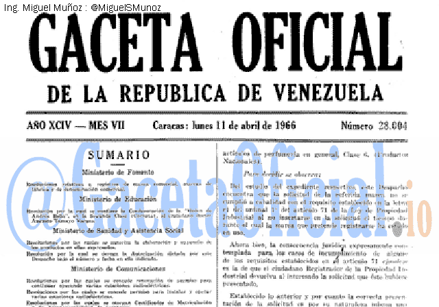 Gaceta Oficial 28004 del 11 Abril 1966