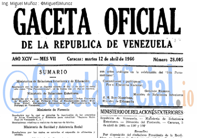 Gaceta Oficial 28005 del 12 Abril 1966