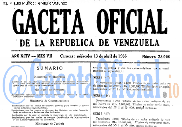 Gaceta Oficial 28006 del 13 Abril 1966