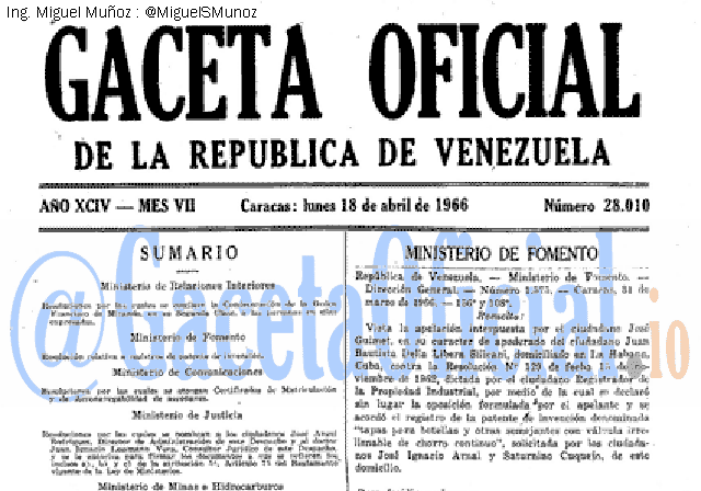 Gaceta Oficial 28010 del 18 Abril 1966